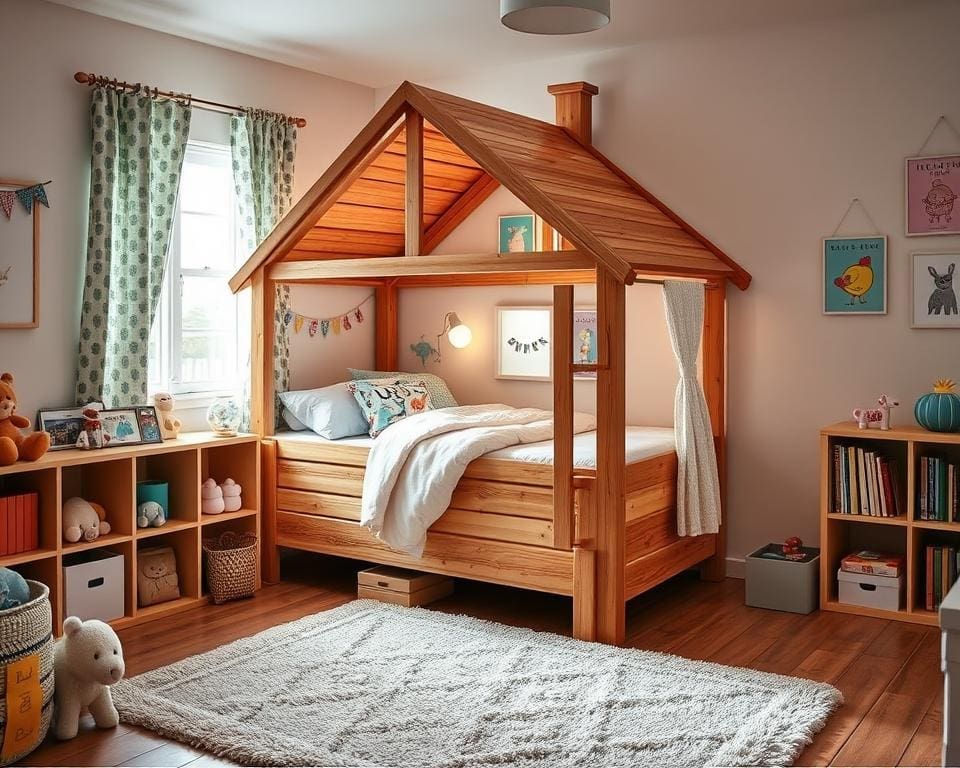 Kinderzimmer dekorieren mit Hausbett